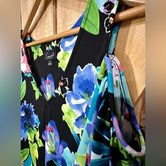 CONNECTED APPAREL Floral Cold Shoulder Slit Sheath Maxi Dress - Picture 2 of 2